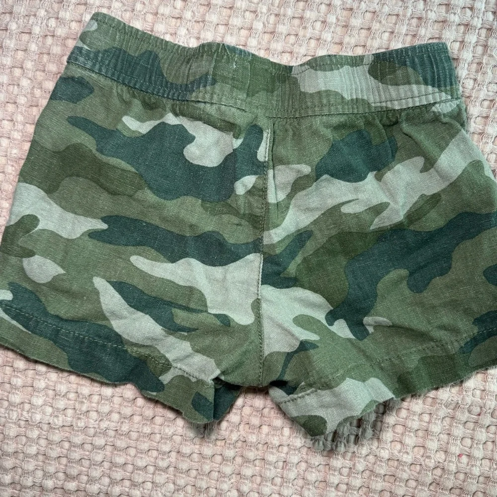Old‎ Navy Kids Girls XS (5) Green Camo Linen-Blend Shorts Pockets Drawstring